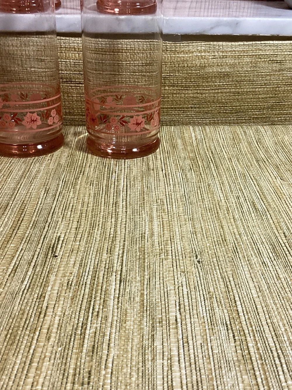Vintage Libbey Set of 4 Pink Floral Highball Glasses